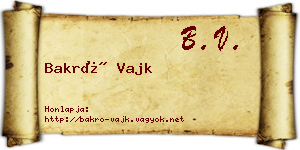 Bakró Vajk névjegykártya